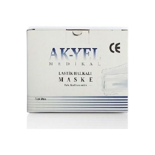 Akyel 3 Katlı Cerrahi Maske 50'li