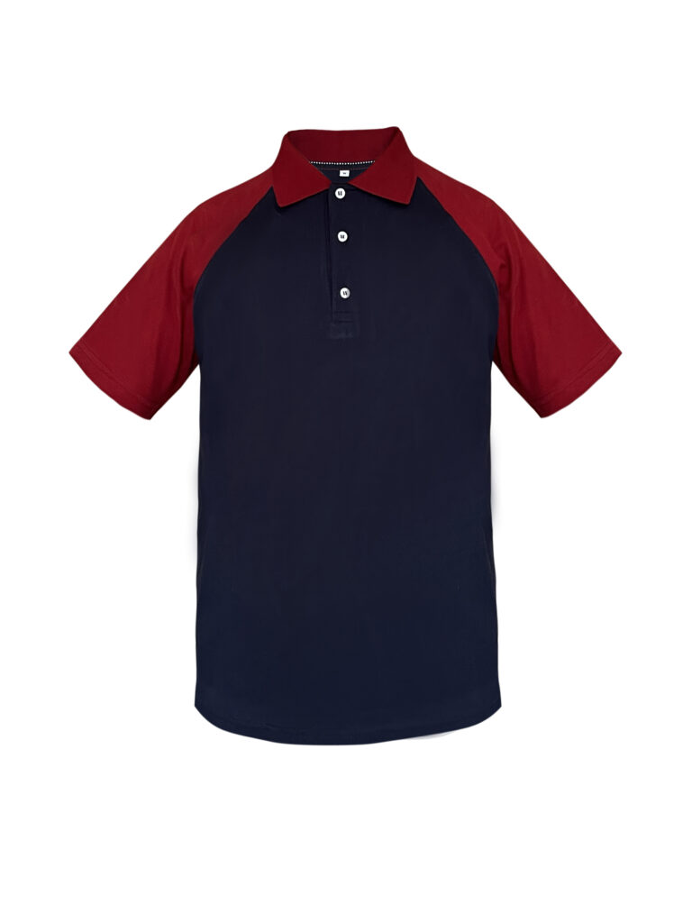 Reglan Kol Lacivert-Bordo Polo Yaka Tişört